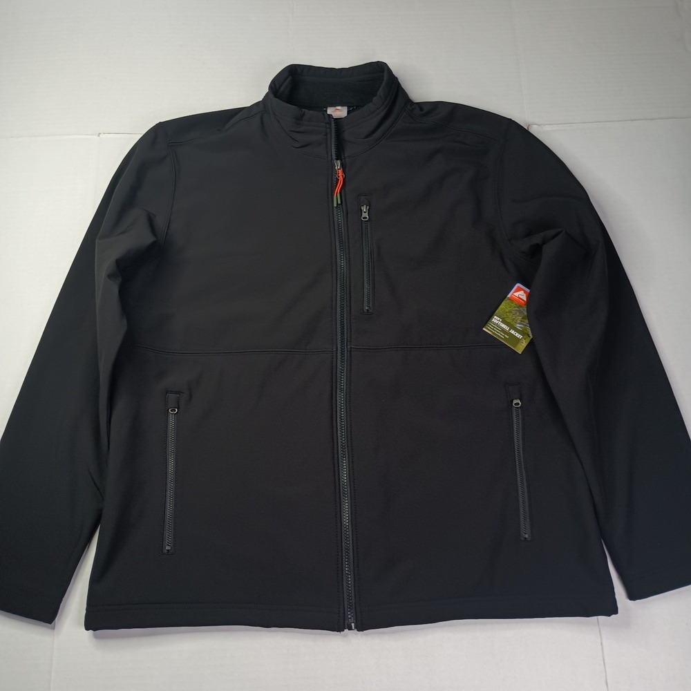 NWT Ozark Trail Softshell Jacket Men's Size L Large‎ Black Zip Pockets